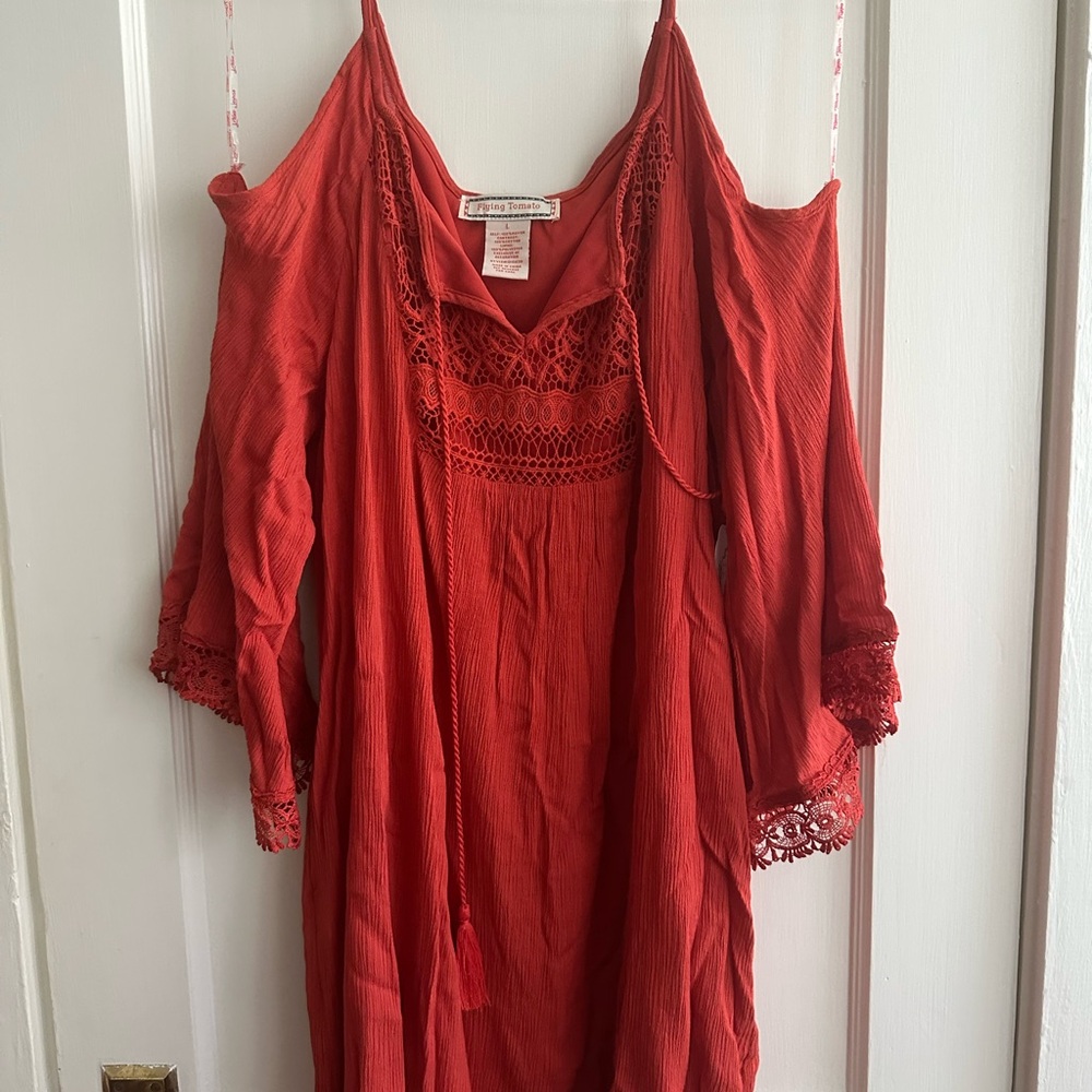 Flying Tomato Dress with Decorative Sleeves (Burnt Orange Color)